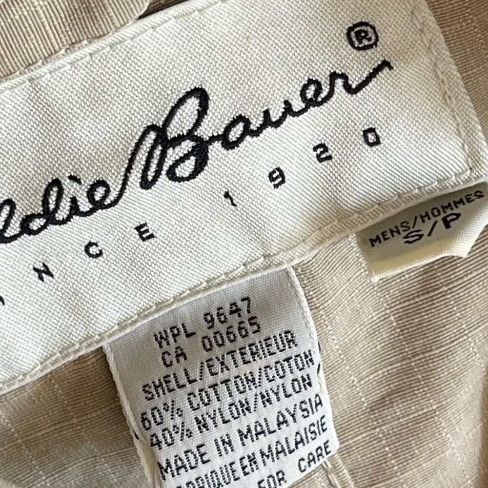 EDDIE BAUER men's jacket - lightweight beige hoodie size S- SMALL (oversized)
